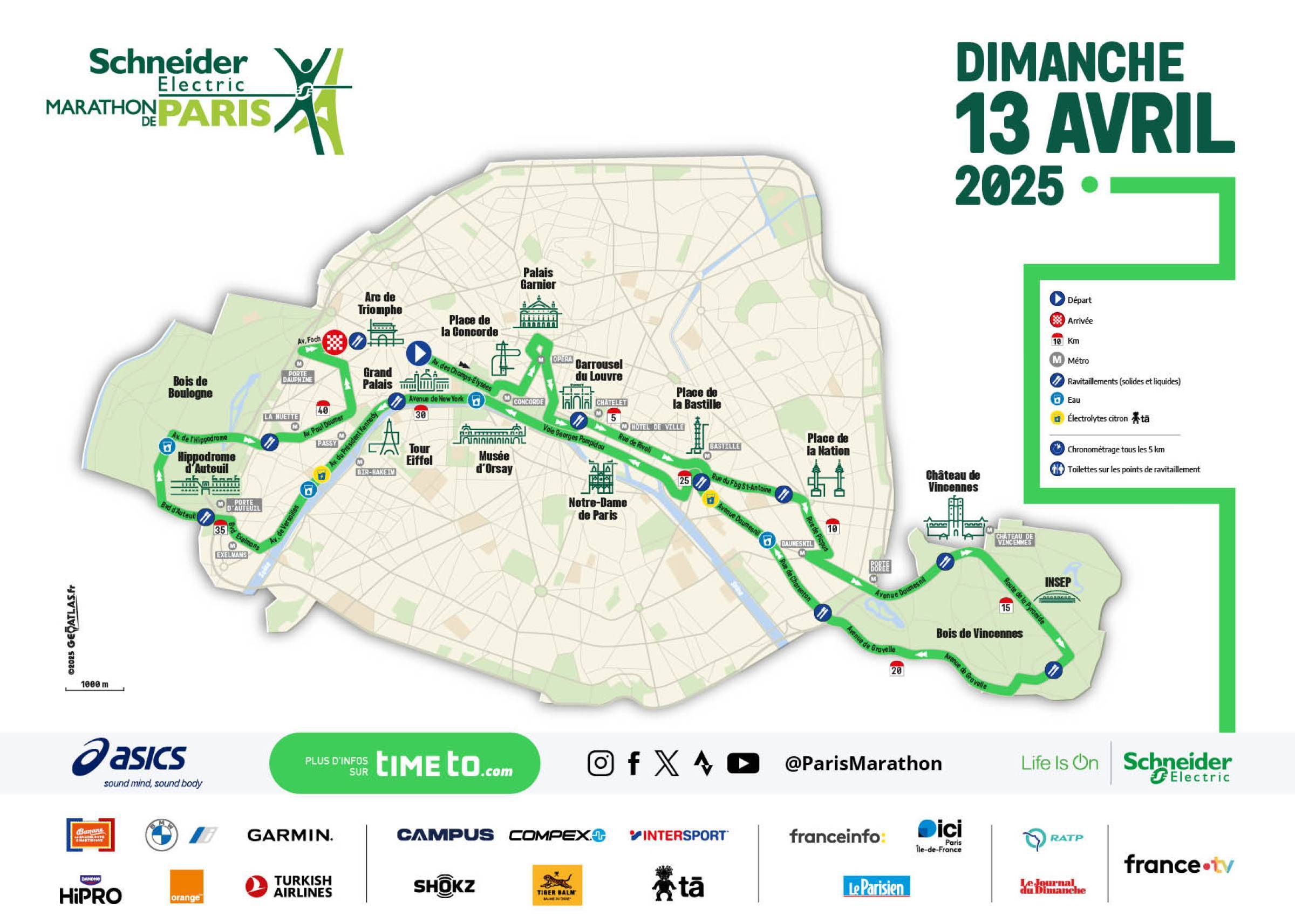 Route Paris Marathon 2025